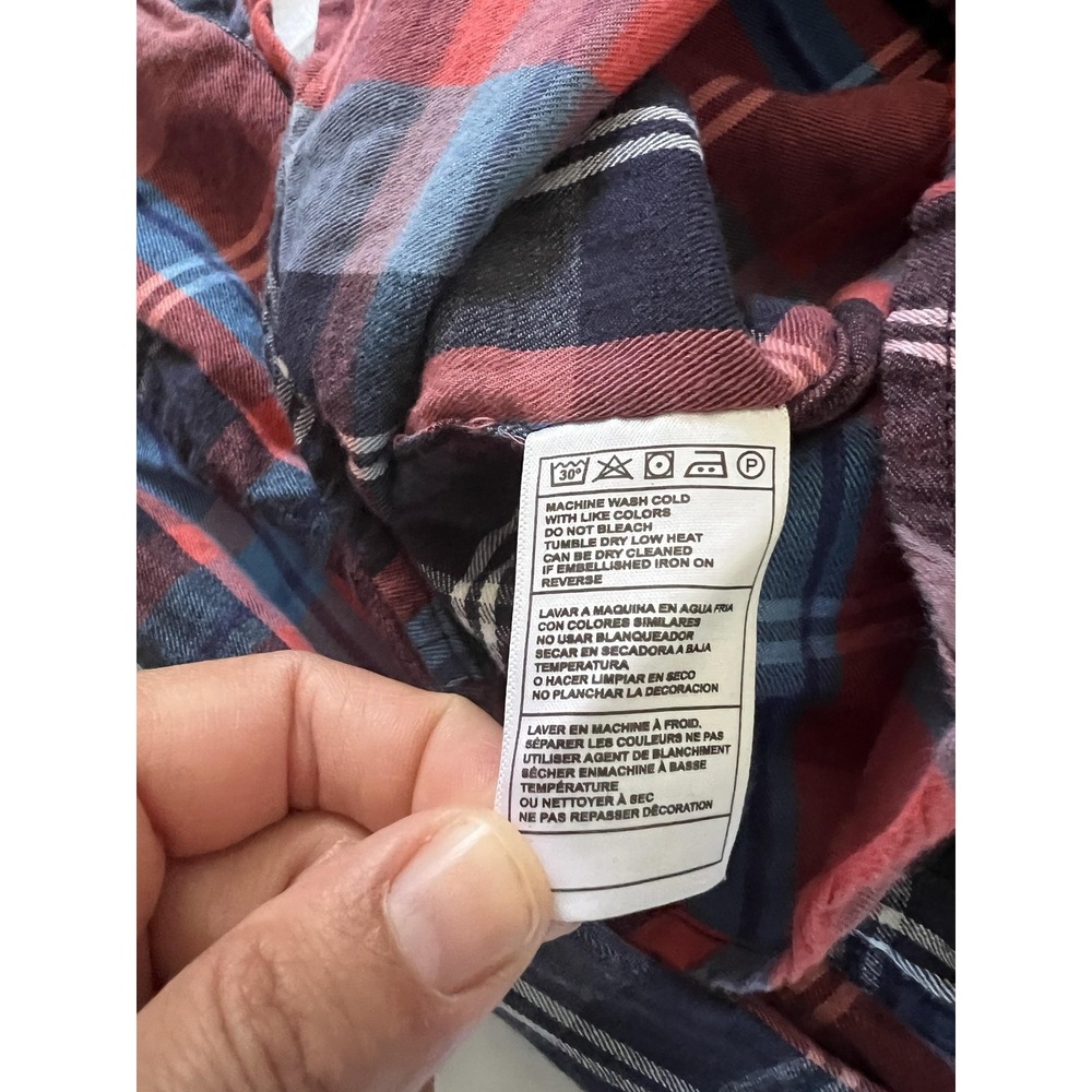 JNCO Shirt Mens 2XL Blue Red Plaid Button Down Flannel Soft Cotton Pocket Casual - Picture 7 of 11